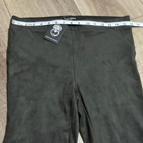 NWT DAVID LERNER Bergen Seamed Micro Suede Leggings Large Green - Picture 9 of 10
